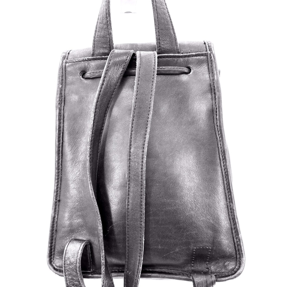 Vintage Coach Black Leather Daypack Backpack Y2K 90s Purse - Picture 3 of 16